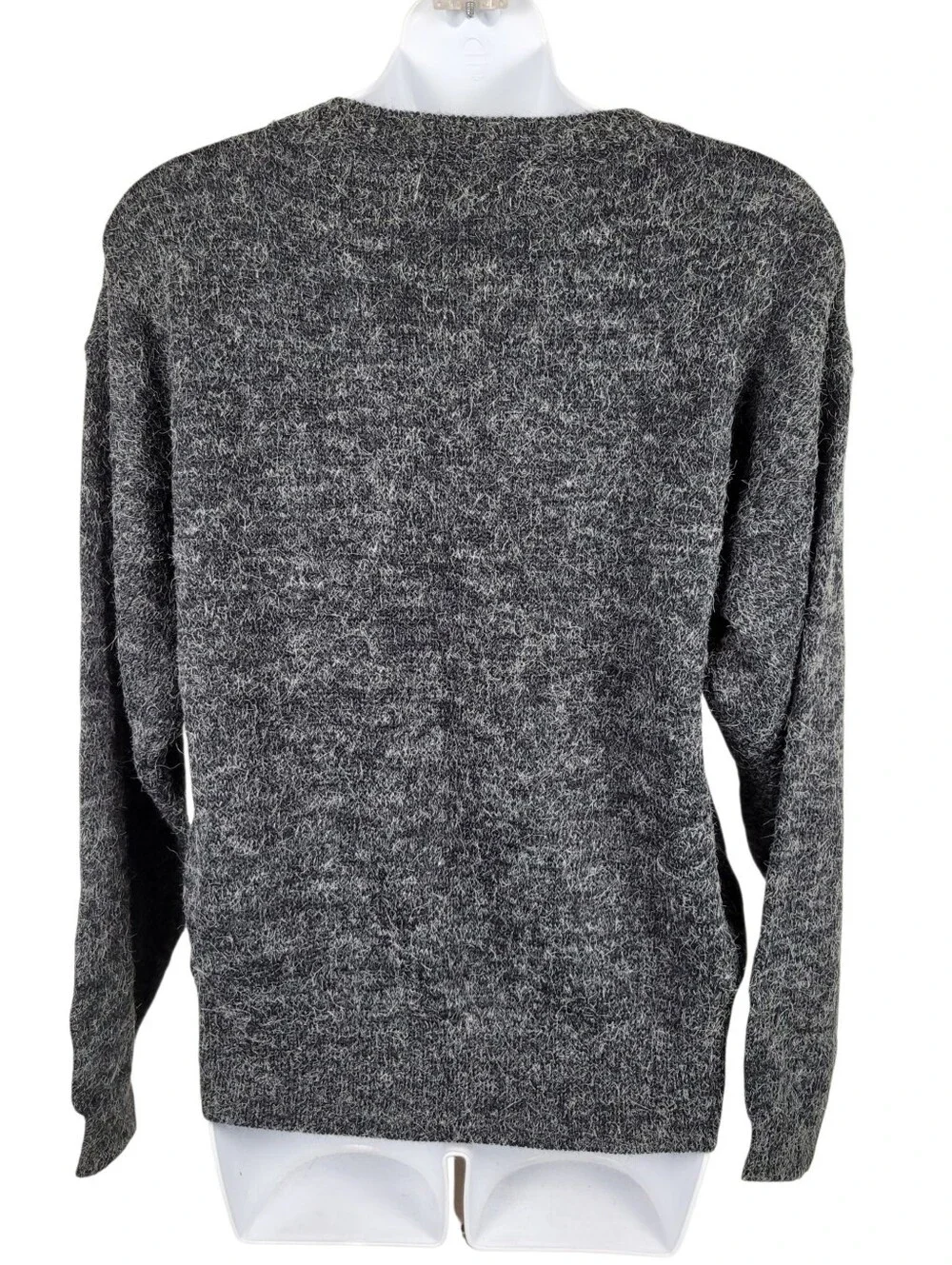 Vintage Marella Grey & Black Flower Sweater Top Size: Large - Picture 4 of 10
